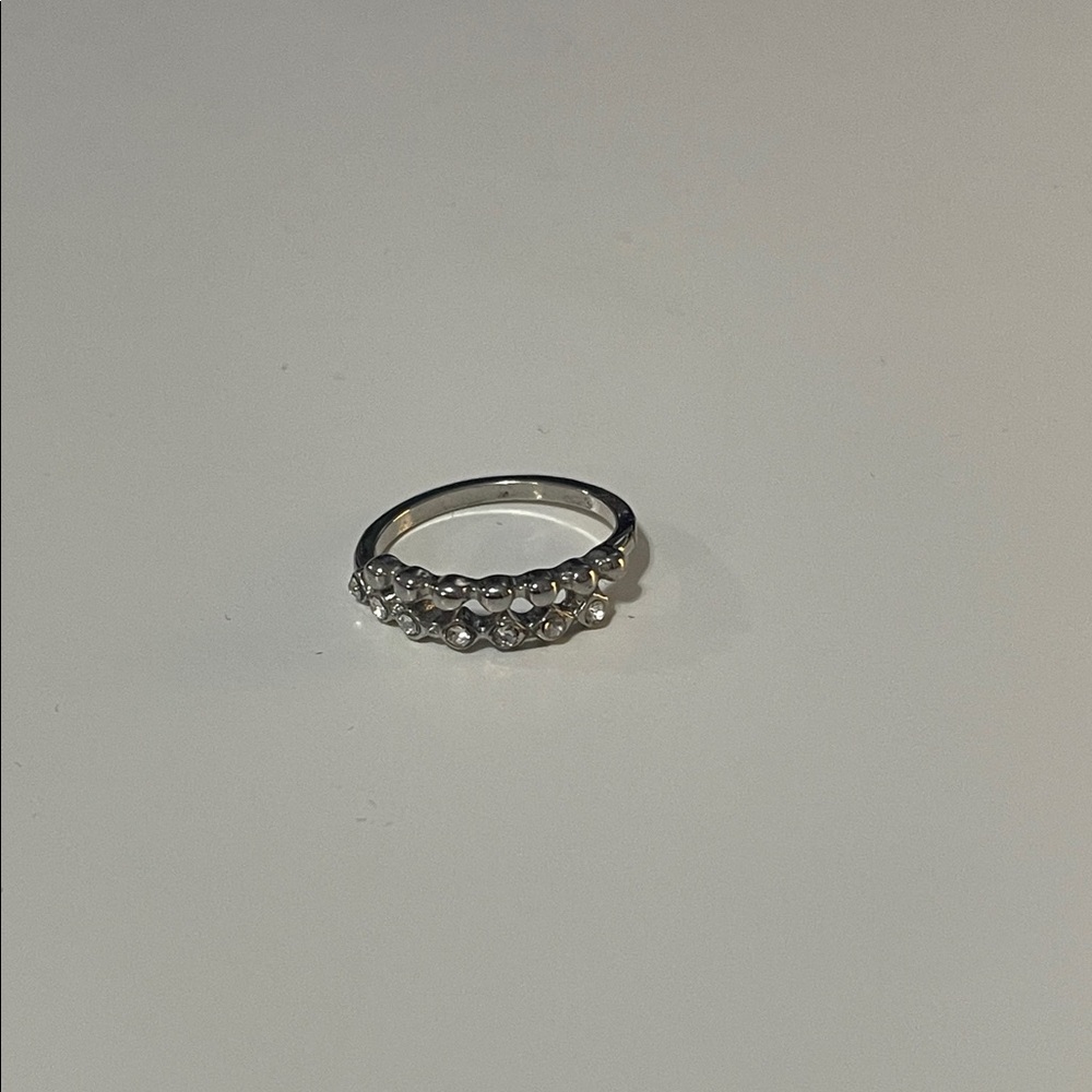 Silver Band with Crystal Accents